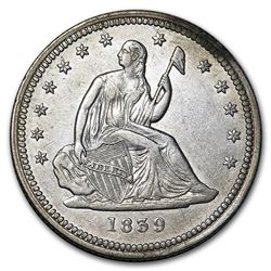 1839 Liberty Seated Quarter AU