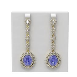 15.03 ctw Tanzanite & Diamond Earrings 18K Yellow Gold