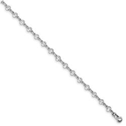 14k White Gold 3 mm Round Diamond 2.3ct Bracelet - 7 in.