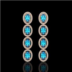 6.28 ctw Swiss Topaz & Diamond Micro Pave Halo Earrings 10k Rose Gold