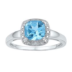 Sterling Silver Princess Lab-Created Blue Topaz Solitaire Ring 1-7/8 Cttw