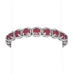 44.22 ctw Ruby & Diamond Bracelet 18K White Gold