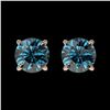 1 ctw Certified Intense Blue Diamond Stud Earrings 10k Rose Gold