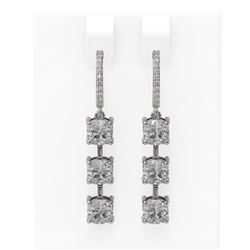 5.03 ctw Cushion Diamond Earrings 18K White Gold