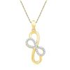 Image 1 : 10kt Yellow Gold Round Diamond Linked Double Infinity Pendant 1/6 Cttw