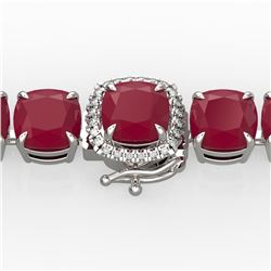 46 ctw Ruby & Micro Pave VS/SI Diamond Bracelet 14k White Gold