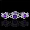 Image 1 : 30 ctw Amethyst & Micro VS/SI Diamond Bracelet 14k White Gold