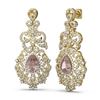 Image 2 : 12.22 ctw Morganite & Diamond Earrings 18K Yellow Gold