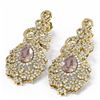 Image 3 : 12.22 ctw Morganite & Diamond Earrings 18K Yellow Gold