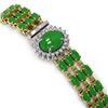 Image 3 : 23.92 ctw Jade & Diamond Bracelet 14K Yellow Gold