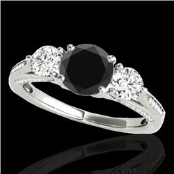 1.75 ctw Certified VS Black Diamond 3 Stone Ring 10k White Gold