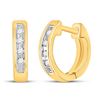 Image 1 : 10kt Yellow Gold Round Diamond Single Row Huggie Earrings 1/20 Cttw