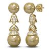 Image 2 : 1.01 ctw Diamond & Pearl Earrings 18K Yellow Gold