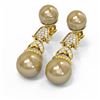 Image 3 : 1.01 ctw Diamond & Pearl Earrings 18K Yellow Gold