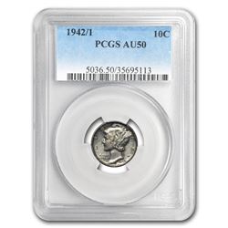 1942/1 Mercury Dime AU-50 PCGS