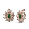 Image 2 : 7.07 ctw Emerald & Diamond Earrings 18K Rose Gold