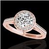 Image 1 : 1.93 ctw Certified Diamond Solitaire Halo Ring 10k Rose Gold