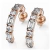 Image 1 : 3.12 ctw Emerald Cut Diamond Designer Earrings 18K Rose Gold