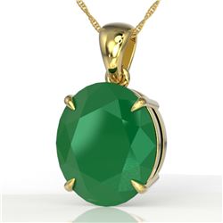 9 ctw Emerald Designer Solitaire Necklace 18k Yellow Gold