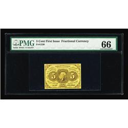 Fr. 1230 5c First Issue PMG Gem Uncirculated 66. A reas Fr. 1230 5¢ First Issue PMG Gem Uncirculated