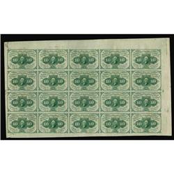 Fr. 1242 10c First Issue Uncut Sheet of 20. Fr. 1242 10c First Issue Uncut Sheet of Twenty Very Choi
