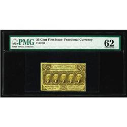 Fr. 1280 25¢ First Issue PMG Uncirculated 62. Fully per Fr. 1280 25¢ First Issue PMG Uncirculated 62