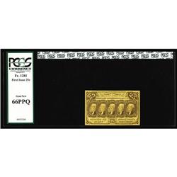 Fr. 1281 25¢ First Issue PCGS Gem New 66PPQ. Fr. 1281 25¢ First Issue PCGS Gem New 66PPQ.
