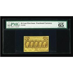 Fr. 1281 25c First Issue PMG Gem Uncirculated 65. Fr. 1281 25c First Issue PMG Gem Uncirculated 65.