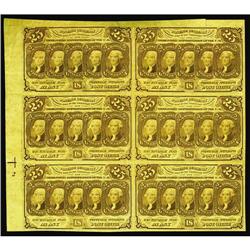 Fr. 1281 25c First Issue Uncut Block Of Six About New. Fr. 1281 25c First Issue Uncut Block Of Six A