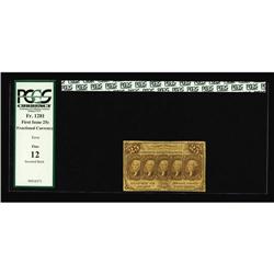Fr. 1282 25c First Issue Inverted Back PCGS Fine 12. Fr. 1282 25c First Issue Inverted Back PCGS Fin