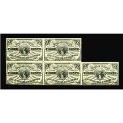 Fr. 1226 Milton 3R3.1q 3¢ Third Issue Block of Five Cou Fr. 1226 Milton 3R3.1q 3¢ Third Issue Block 