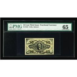 Fr. 1253 10¢ Third Issue PMG Gem Uncirculated 65. The h Fr. 1253 10¢ Third Issue PMG Gem Uncirculate