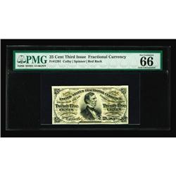 Fr. 1291 25c Third Issue PMG Gem Uncirculated 66. An ou Fr. 1291 25c Third Issue PMG Gem Uncirculate