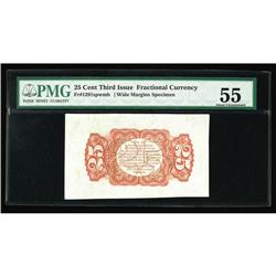 Fr. 1291SP 25c Wide Margin Reverse Third Issue PMG Abou Fr. 1291SP 25c Wide Margin Reverse Third Iss