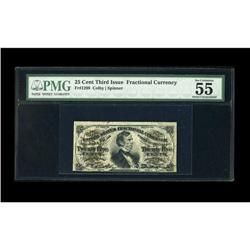 Fr. 1298 25¢ Third Issue PMG About Uncirculated 55. PMG Fr. 1298 25¢ Third Issue PMG About Uncircula