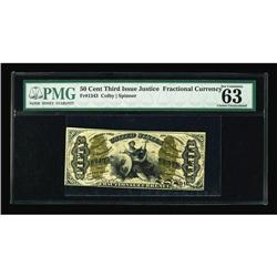 Fr. 1343 50c Third Issue Justice PMG Choice Uncirculate Fr. 1343 50c Third Issue Justice PMG Choice 