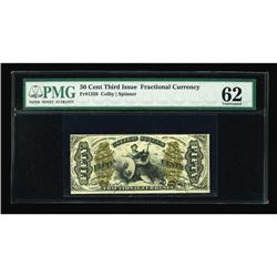 Fr. 1358 50c Third Issue Justice PMG Uncirculated 62. A Fr. 1358 50c Third Issue Justice PMG Uncircu