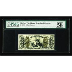 Fr. 1366 50c Third Issue Justice PMG Choice About Unc 5 Fr. 1366 50c Third Issue Justice PMG Choice 