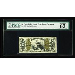 Fr. 1370 50¢ Third Issue Justice PMG Choice Uncirculate Fr. 1370 50¢ Third Issue Justice PMG Choice 