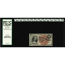 Fr. 1271 15c Fourth Issue PCGS Gem New 65PPQ. This blue Fr. 1271 15c Fourth Issue PCGS Gem New 65PPQ