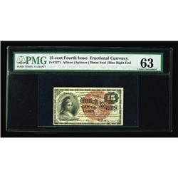 Fr. 1271 15c Fourth Issue PMG Choice Uncirculated 63. A Fr. 1271 15c Fourth Issue PMG Choice Uncircu