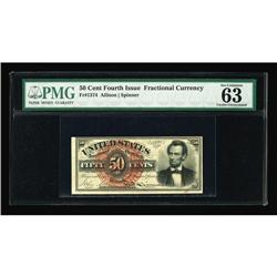 Fr. 1374 50c 4th Issue Lincoln PMG Choice Unc 63 Fr. 1374 50c Fourth Issue Lincoln PMG Choice Uncirc