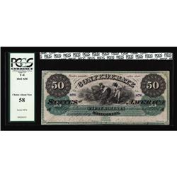 T4 $50 1861. Montgomery $50. PCGS About New 58 T4 $50 1861.