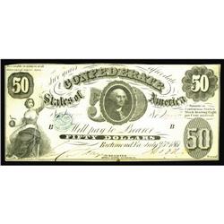 T8 $50 1861. A weak lateral center fold is found on thi T8 $50 1861.