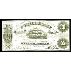 T9 $20 1861. One non-intrusive pinhole is seen on this T9 $20 1861.