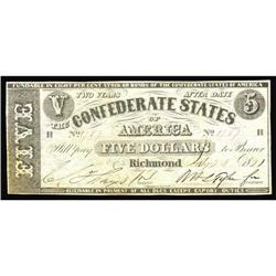 T12 $5 1861. Rare Manouvrier Issue. Crisp Uncirculated T12 $5 1861.