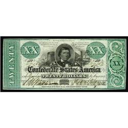 T21 $20 1861. A.H. Stephens. Choice Crisp UNC T21 $20 1861.