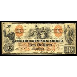 T22 $10 1861. This is an attractive mid-grade plate B e T22 $10 1861.