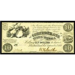 T27 $10 1861. 2nd Rarest CSA Note! Fine. T27 $10 1861.