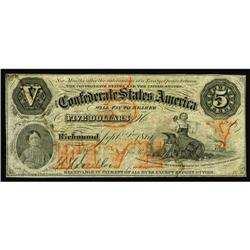 T32 $5 1861. The orange ink is vivid on this mid-grade T32 $5 1861.